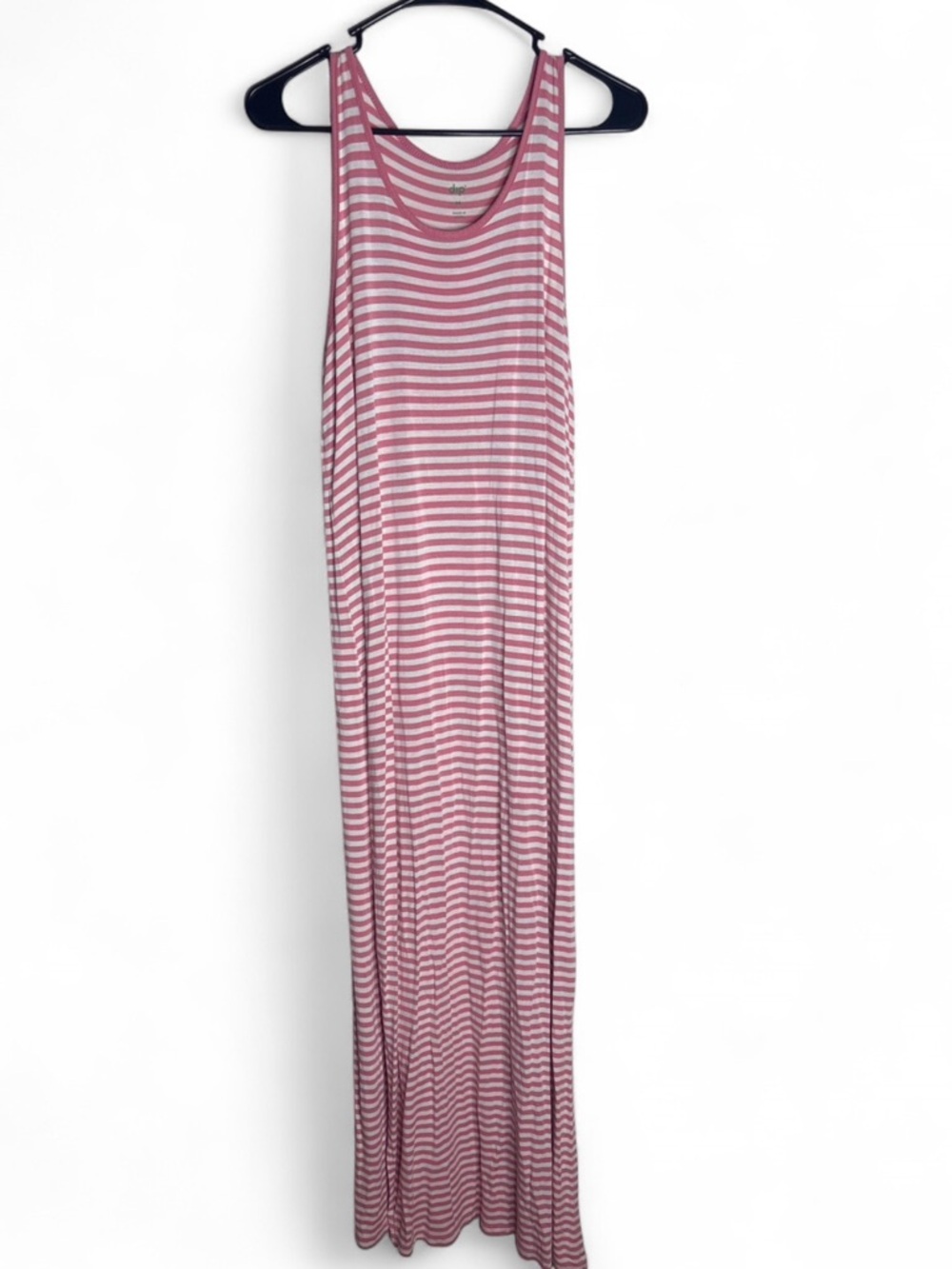 Dip Pink White Striped Maxi Dress Size M Racerback Sleeveless Stretch Casual